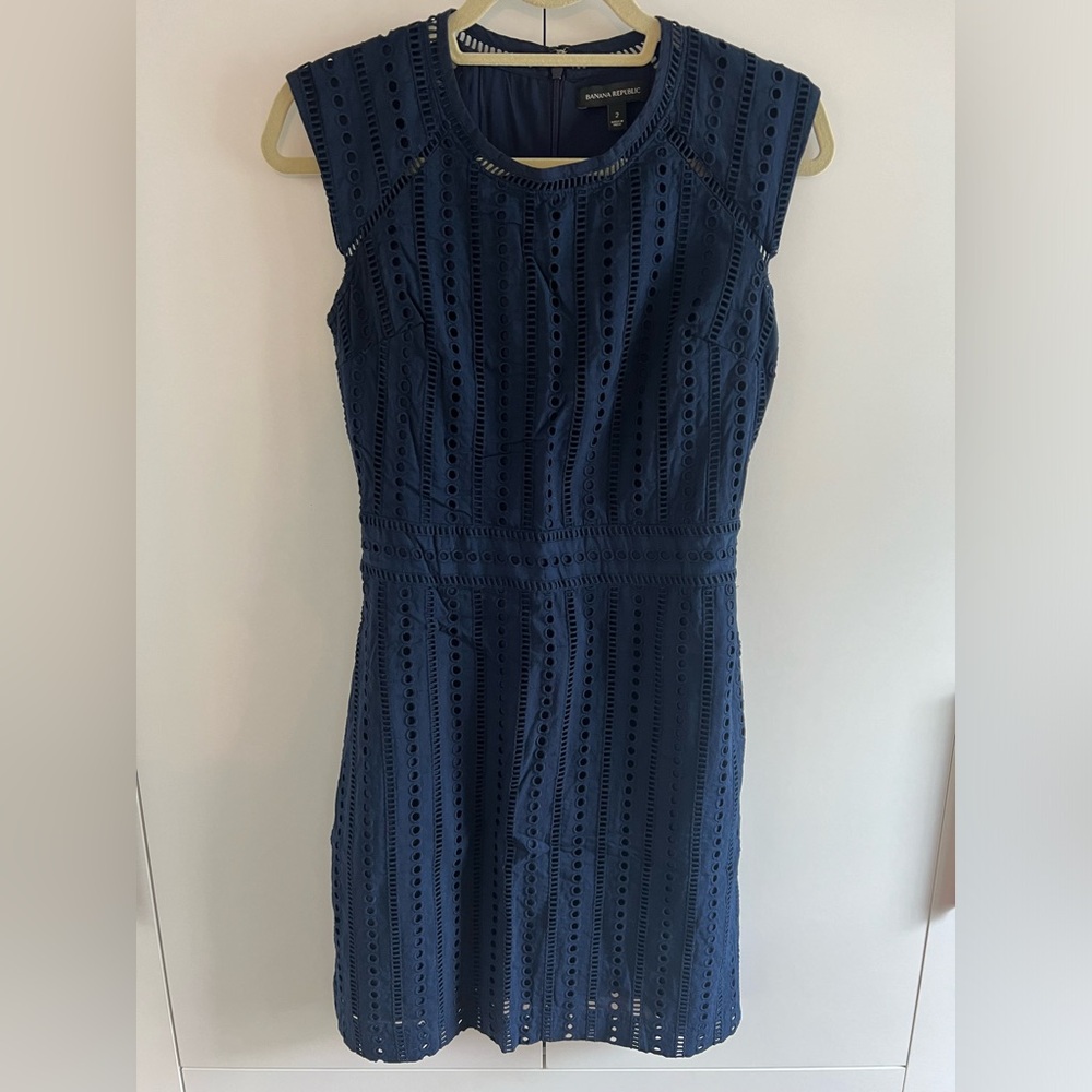 Navy eyelet dress